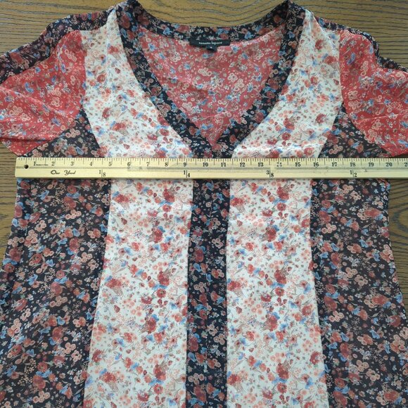 Nanette Lepore floral butterfly sleeves bohemian gypsy saloon pullover blouse M - Picture 12 of 15